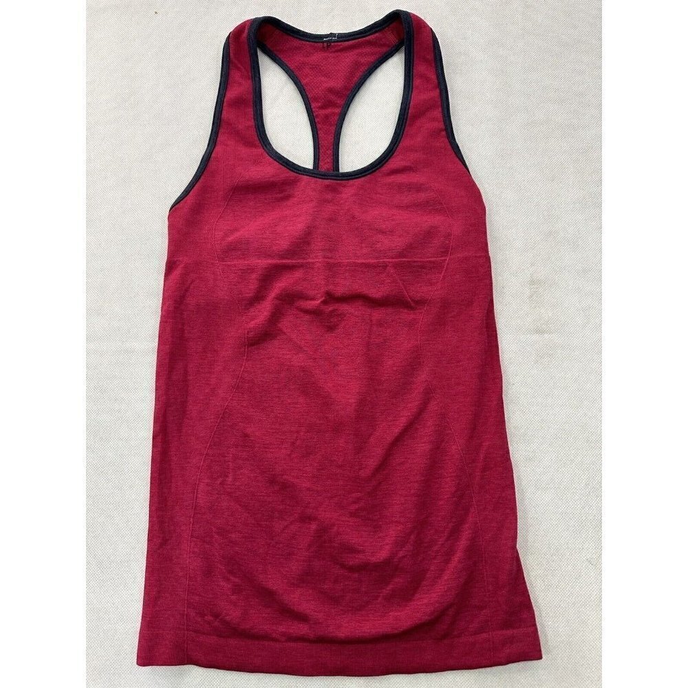 Lululemon Ebb & Flow Racerback Tank Top Heathered Bumble Berry Women 4 EUC READ